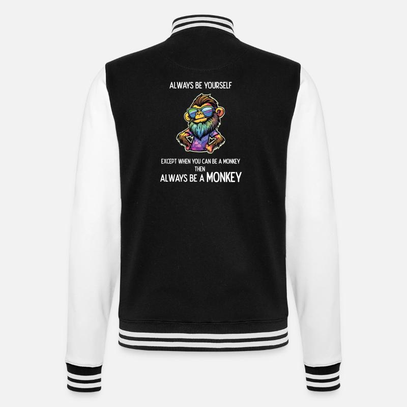 Always Be a Monkey - College Sweat Jacket - black/white