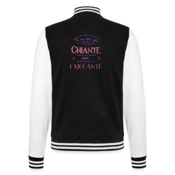 je ne suis pas chiante mais exigeante - Veste Teddy - noir/blanc - Dos - Marisol (170cm)