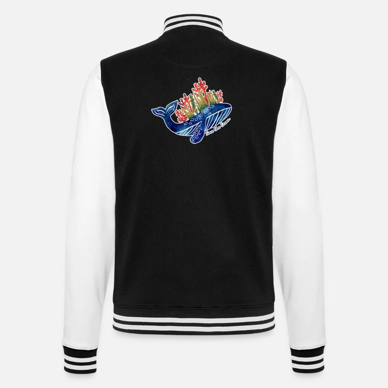 Illustration de baleine avec du corail | Protéger la mer - Veste Teddy - noir/blanc