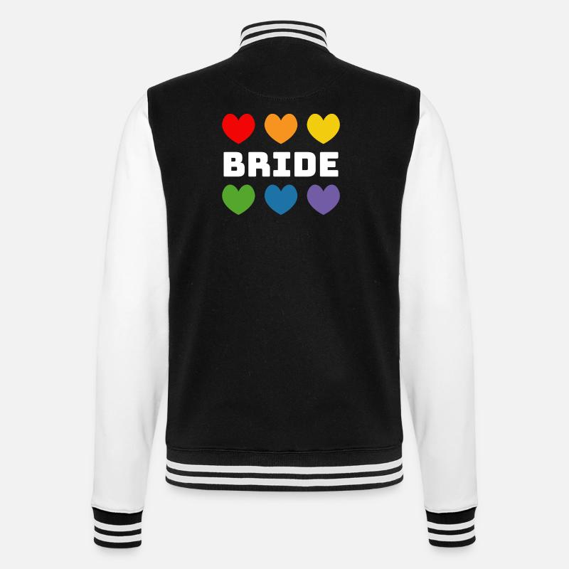 Rainbow heart Bride white - College Sweat Jacket - black/white