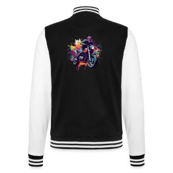 Moto avec tâche de couleur. - Veste Teddy - noir/blanc - Dos - Marisol (170cm)