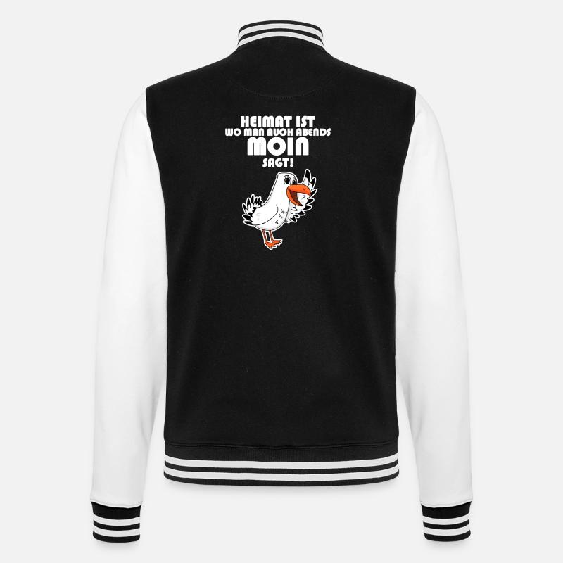 Heimat Moin Begrüßung Möwe - College-Sweatjacke - Schwarz/Weiß