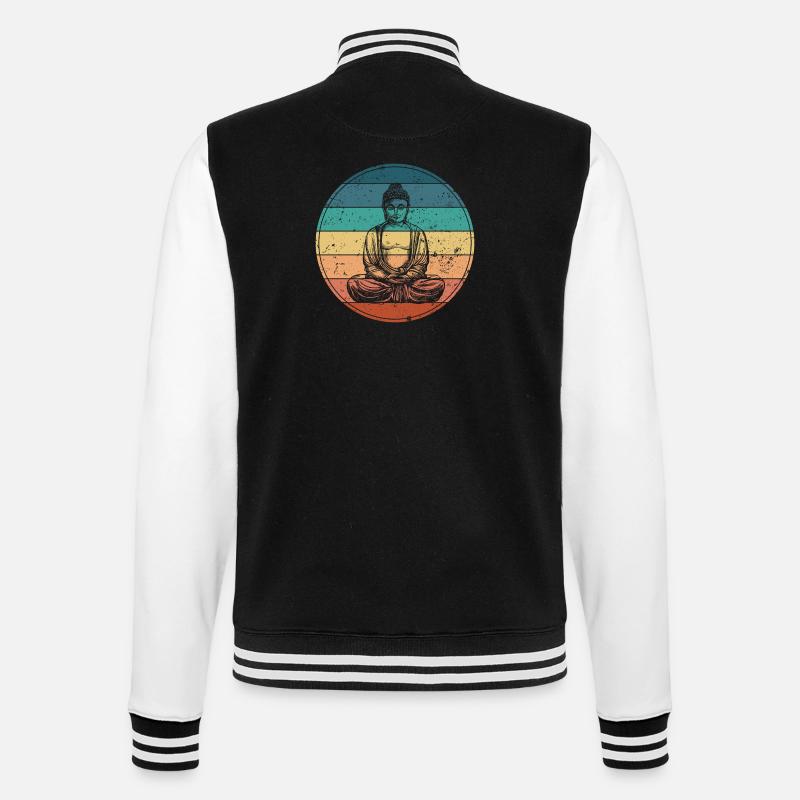 Buddha in der Regenbogen-Meditation - College-Sweatjacke - Schwarz/Weiß