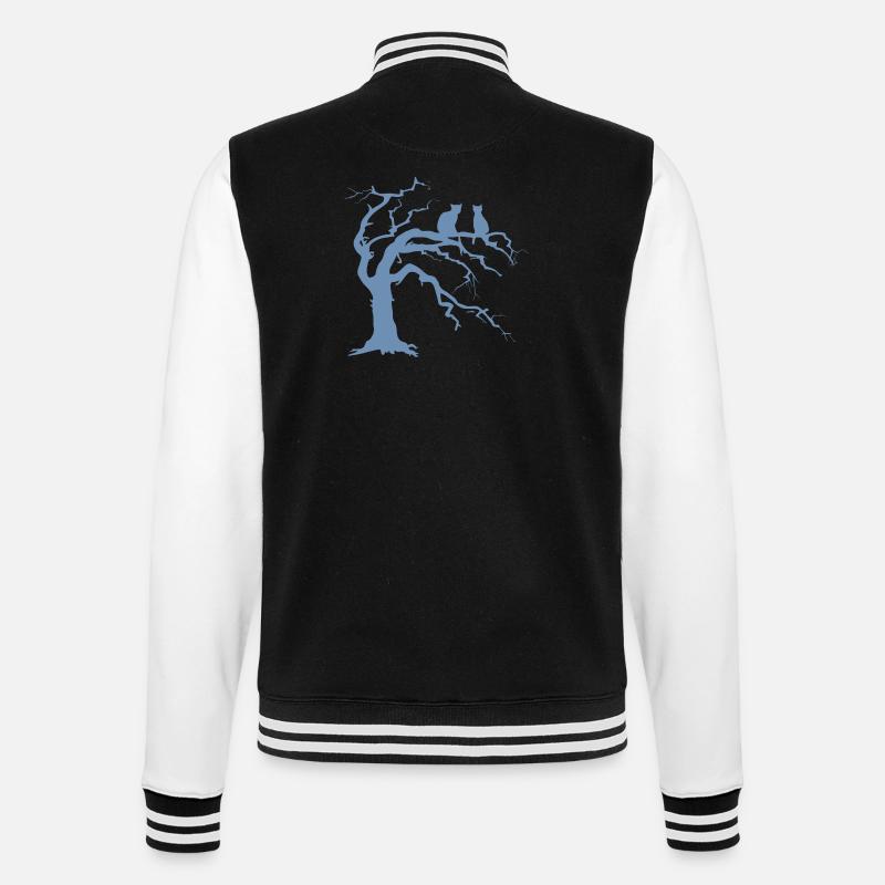 Dead tree with 2 cats silhouette - College Sweat Jacket - black/white