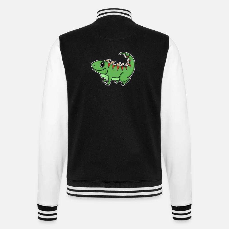 Iguana Green Reptiles - College Sweat Jacket - black/white
