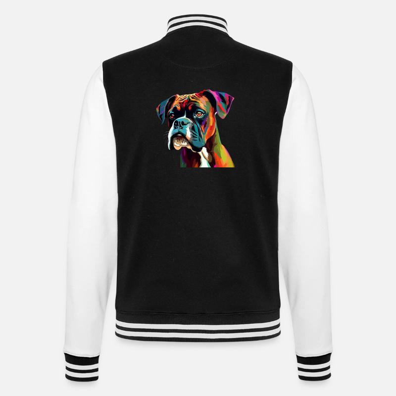 Boxer Hund Bunt - College-Sweatjacke - Schwarz/Weiß