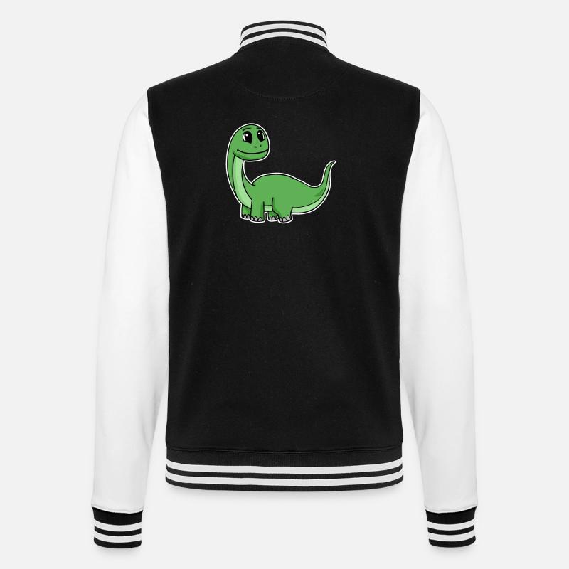 Petit dinosaure vert mignon - Veste Teddy - noir/blanc