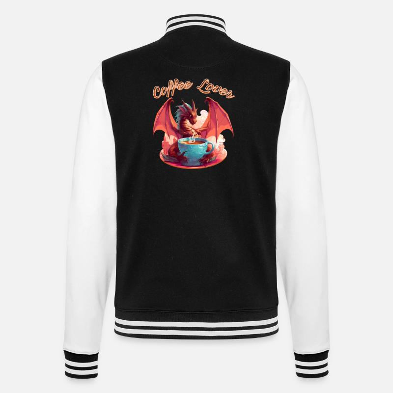 Dragon Coffee Lover - College-Sweatjacke - Schwarz/Weiß