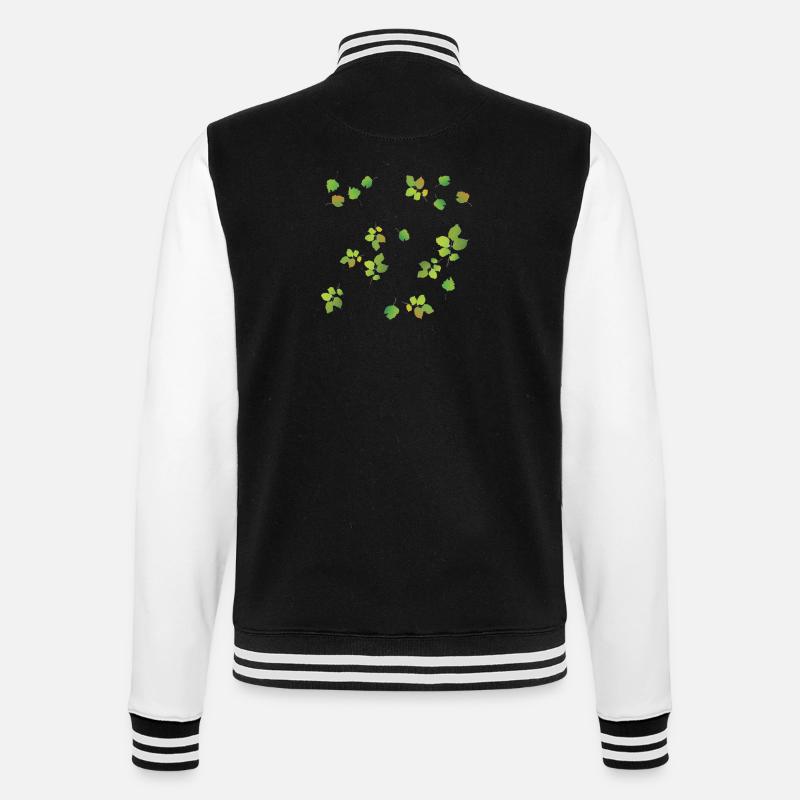 Spring Leaves Pattern - College Sweat Jacket - black/white