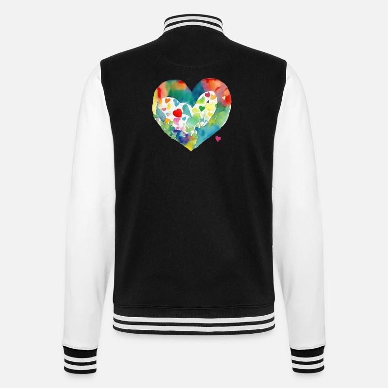 Herz - College-Sweatjacke - Schwarz/Weiß