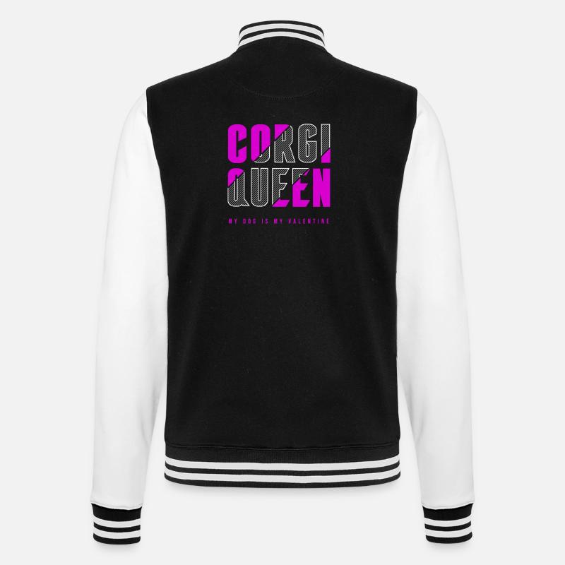 Corgi Queen - College Sweat Jacket - black/white