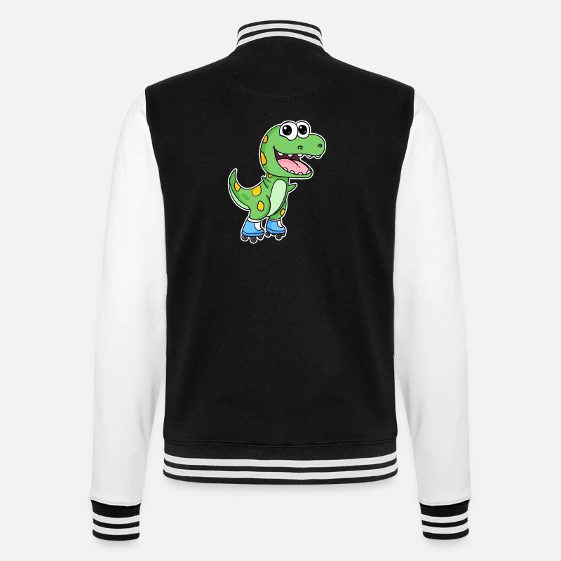 Dinosaur Skating - College Sweat Jacket - black/white