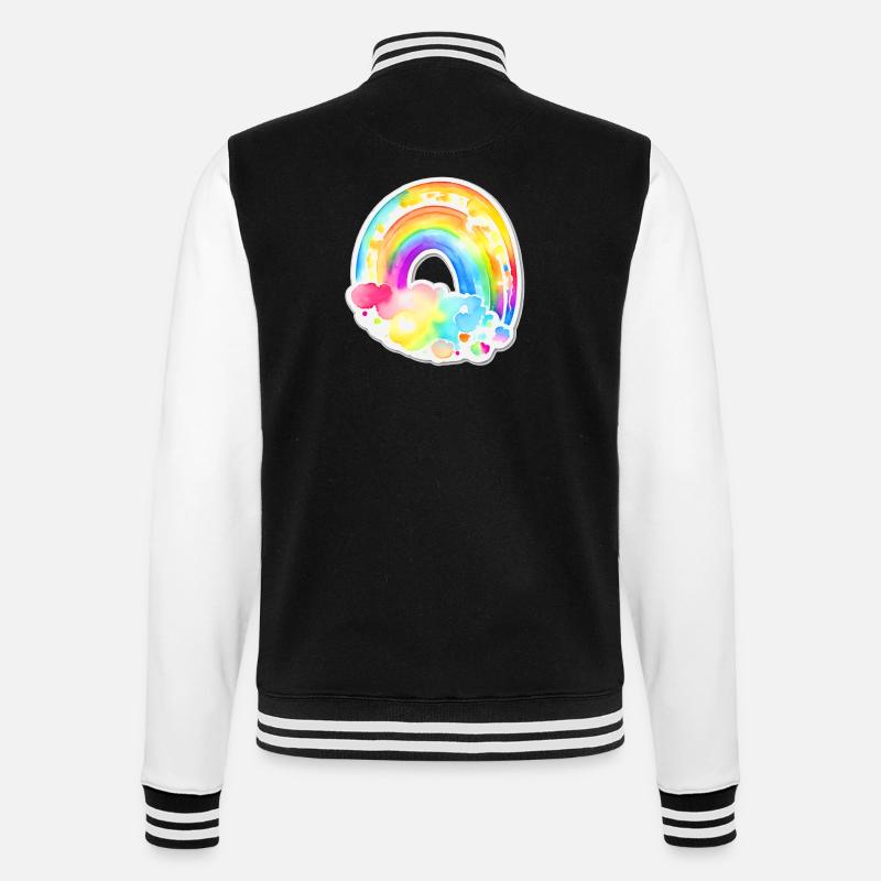 Regenbogen - College-Sweatjacke - Schwarz/Weiß