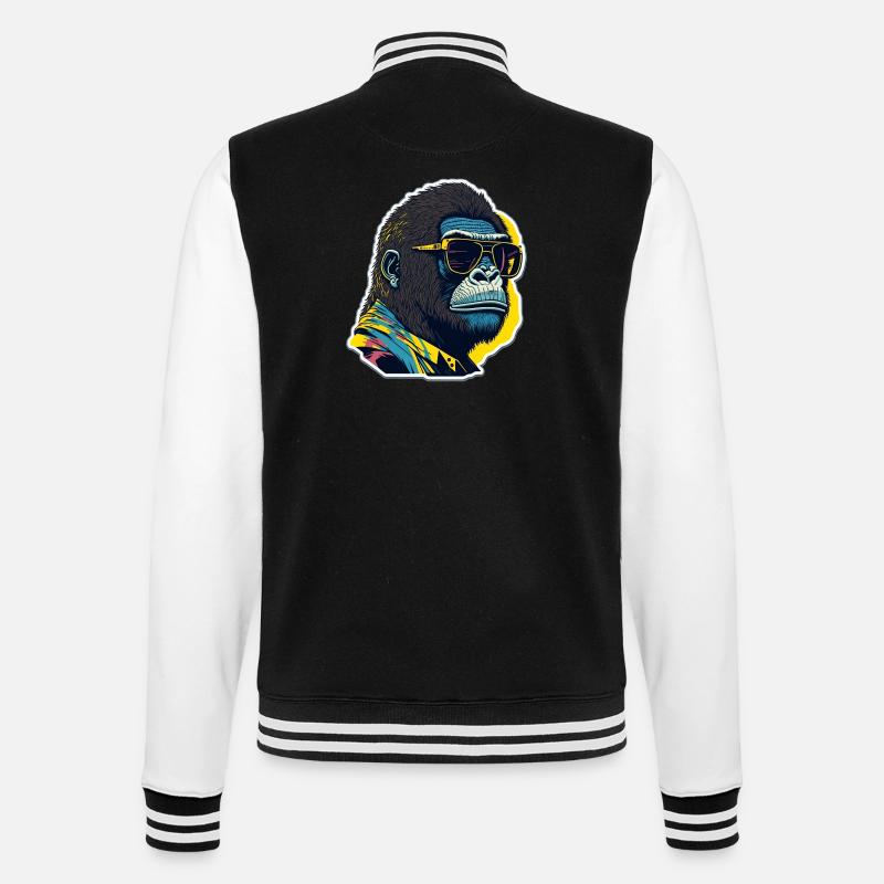 Gorilla with sunglasses - College Sweat Jacket - black/white