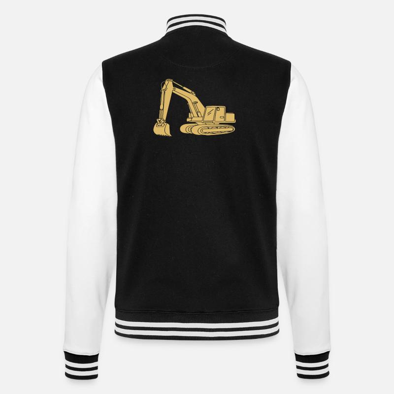 Baggerfahrer Silhouette - Baugeräteführer - College-Sweatjacke - Schwarz/Weiß