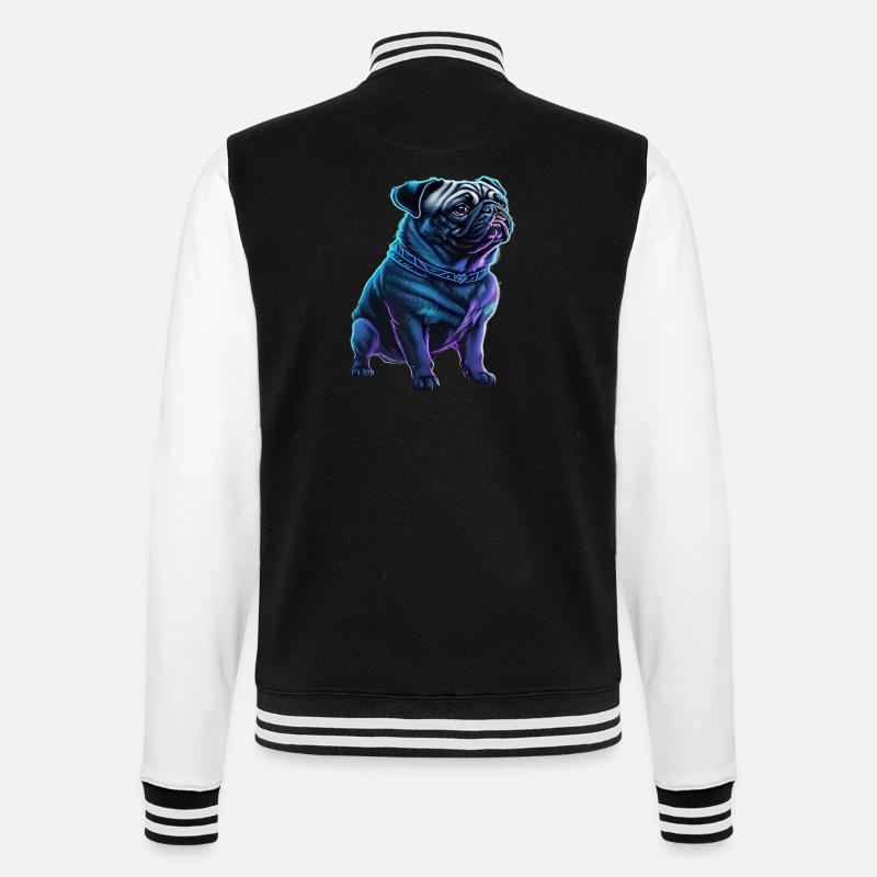 Futuristischer Neon-Mops - College-Sweatjacke - Schwarz/Weiß