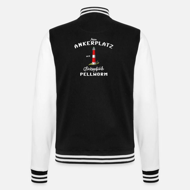 Pellworm , Ankerplatz der Glücksgefühle - College-Sweatjacke - Schwarz/Weiß