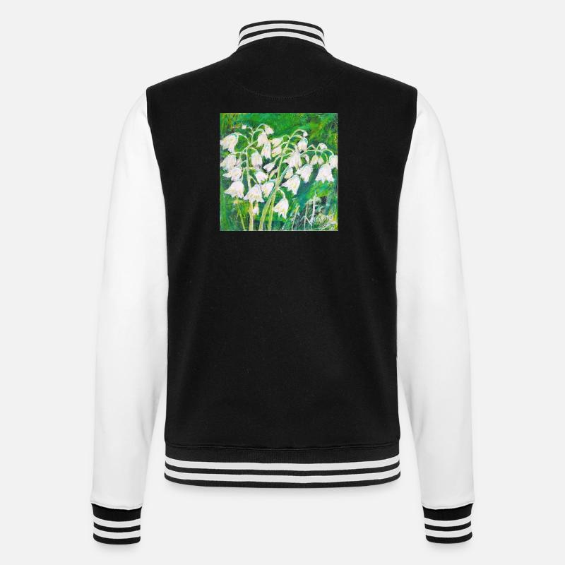 Maiglöckchen im impressionistischen Stil - College-Sweatjacke - Schwarz/Weiß