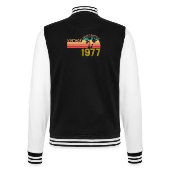 Vintage 1977 Limited Edition Retro Birthay - College Sweat Jacket - black/white - Back - Marisol (170cm)