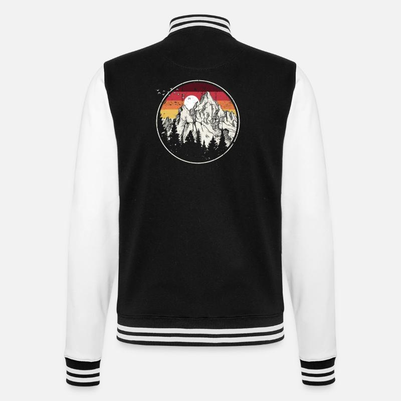 Retro Mountain Sunset Circle - College Sweat Jacket - black/white