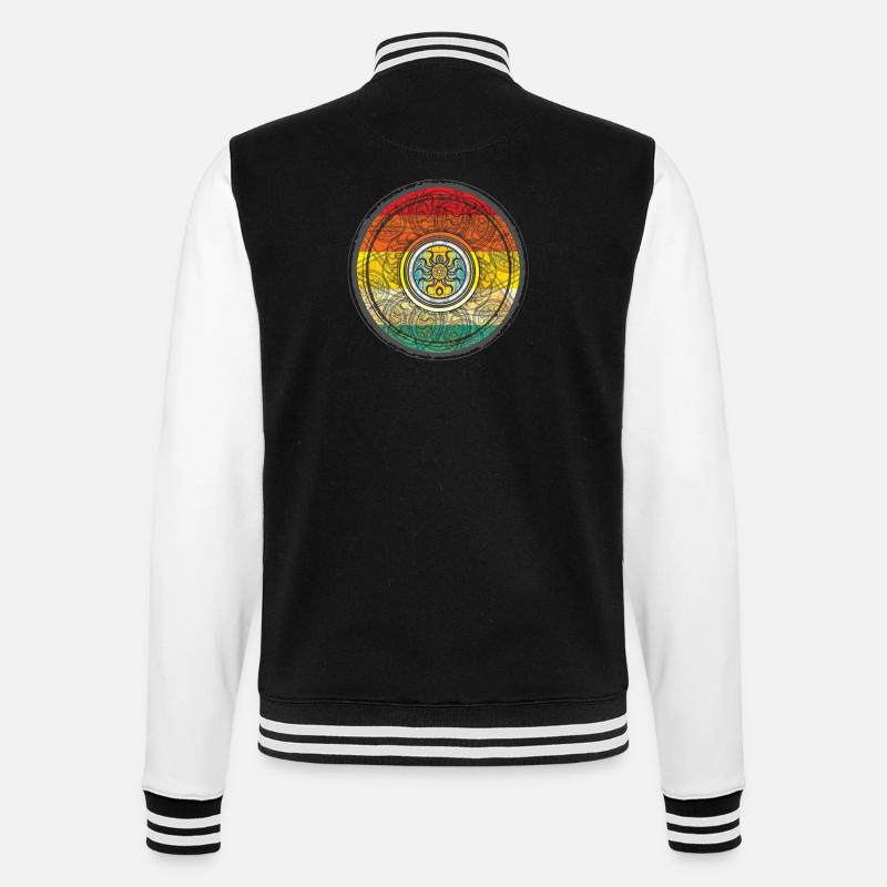 Kaleidoscopic Sun Pattern Context - College Sweat Jacket - black/white