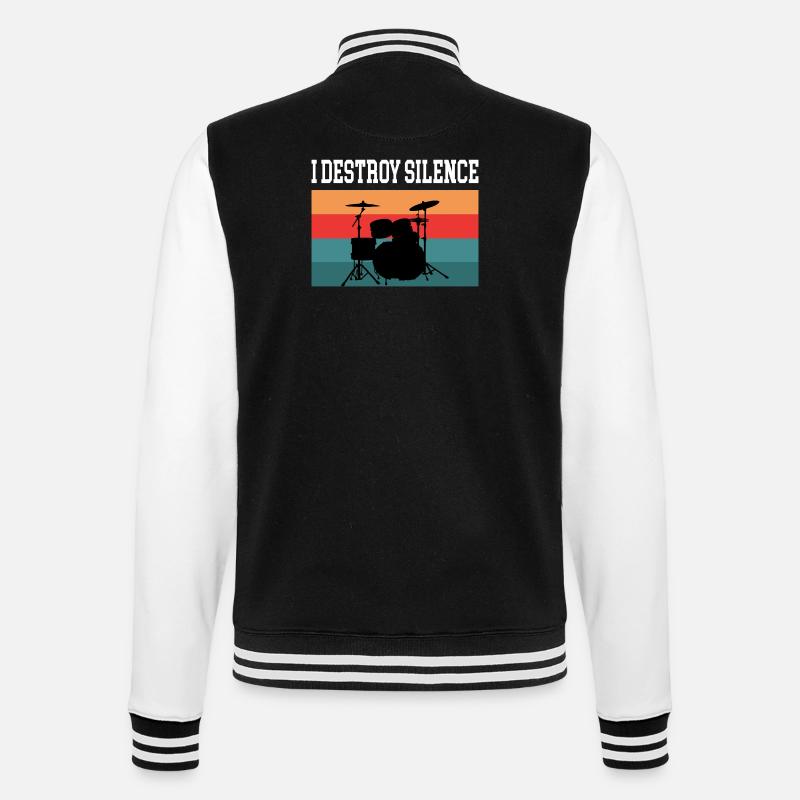 Drummer Drummer I destroy silence - College Sweat Jacket - black/white
