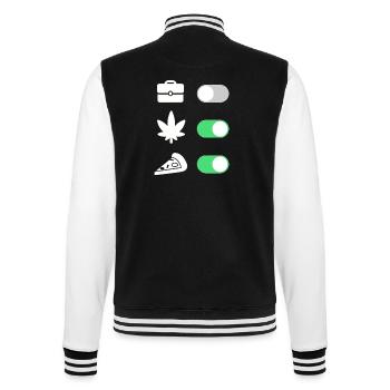 High on Life – Pizza & Chill, No Work - College-Sweatjacke - Schwarz/Weiß - Hinten - Marisol (170cm)