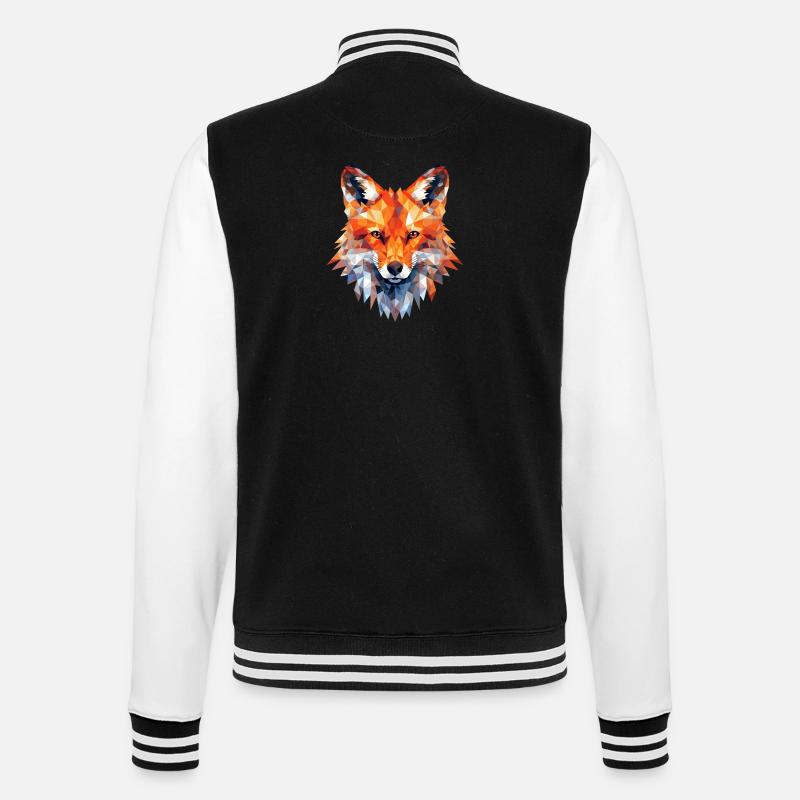 Fuchs Polygon Füchse Wald Polarfuchs Tier - College-Sweatjacke - Schwarz/Weiß