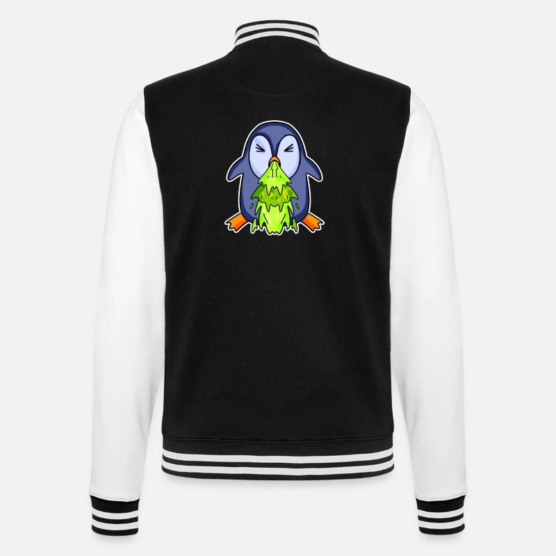 Penguin puking puke - College Sweat Jacket - black/white