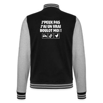 agriculture, agriculteur, paysan, fermier - Veste Teddy - noir/gris chiné - Dos - Marisol (170cm)