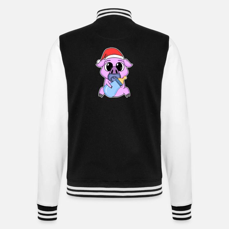 Cochon bébé Noël - Veste Teddy - noir/blanc
