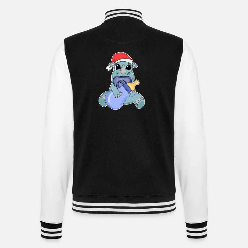 Rhinocéros bébé Noël - Veste Teddy - noir/blanc