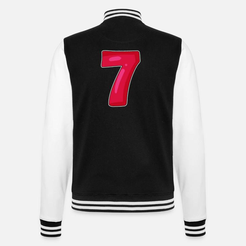 7 rouge - Veste Teddy - noir/blanc