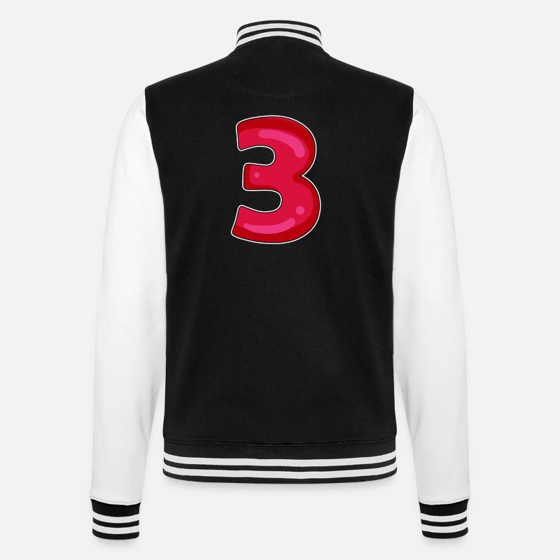 3 - Drei - College-Sweatjacke - Schwarz/Weiß