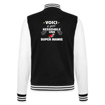 Hommage à la Super Mamie Humoristique - Veste Teddy - noir/blanc - Dos - Marisol (170cm)