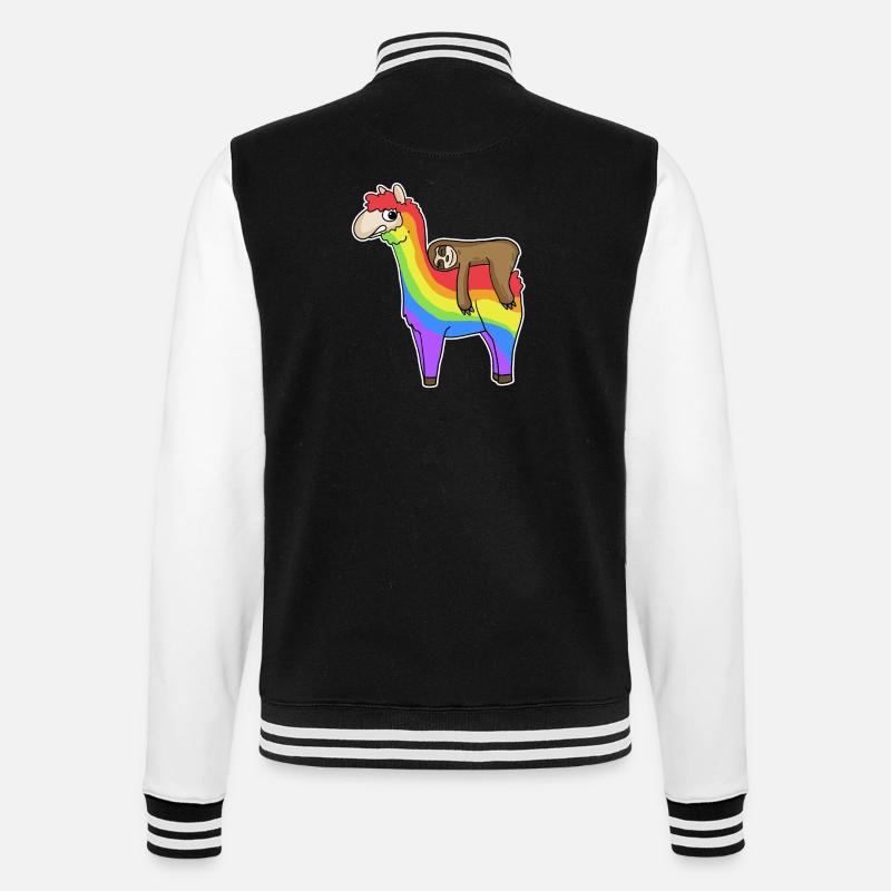 Alpaca Sloth Rainbow Christmas - College Sweat Jacket - black/white
