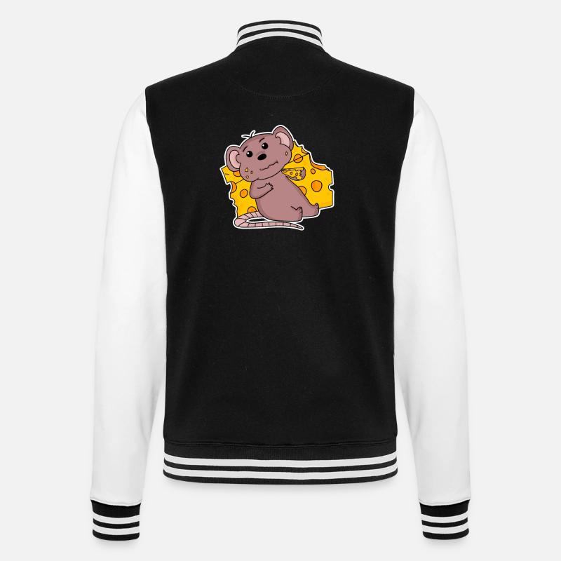 Mouse motif with cheese - College Sweat Jacket - black/white