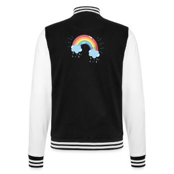 Pastel Rainbow Raincloud Arc - College Sweat Jacket - black/white - Back - Marisol (170cm)