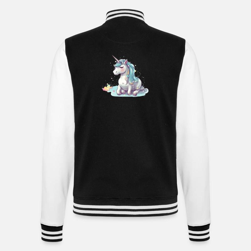 Liegendes Einhorn - College-Sweatjacke - Schwarz/Weiß