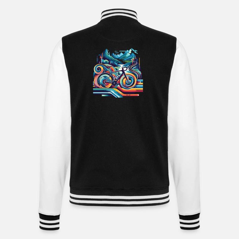 Bicycle with wavy lines - College Sweat Jacket - black/white
