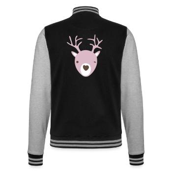 Rudolph Geweih Herz Nase skandinavisch Kinder cool - College-Sweatjacke - Schwarz/Grau meliert - Hinten - Marisol (170cm)