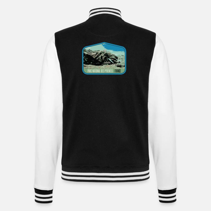 Pyrenäen-Landschafts-Wappenschild: Authentische Natur - College-Sweatjacke - Schwarz/Weiß