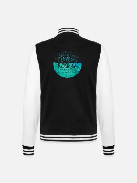 Wunderbar sind deine Werke - Psalm 139 - College-Sweatjacke - Schwarz/Weiß