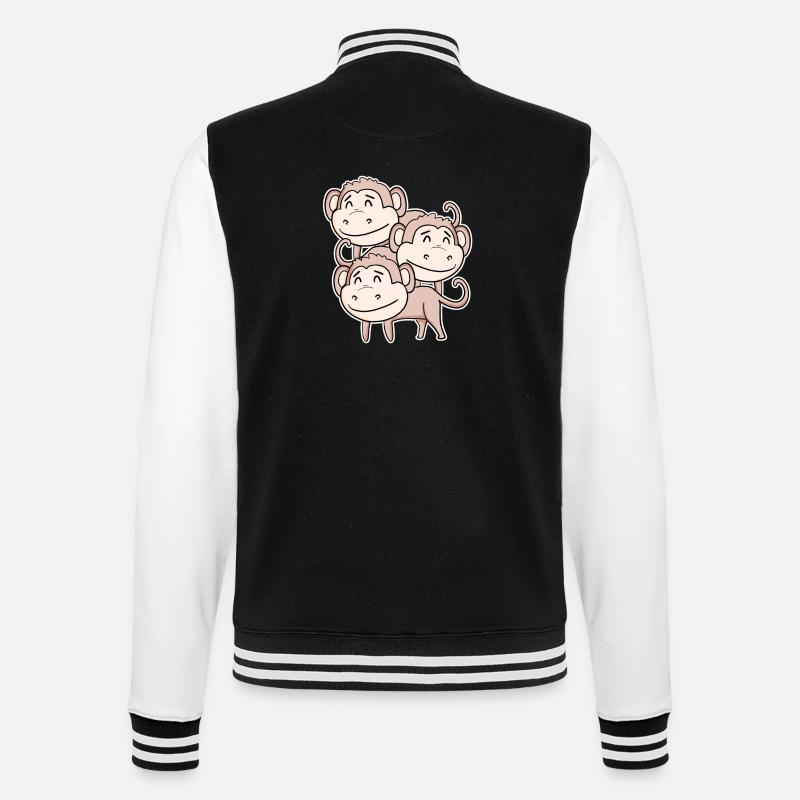 Cute Monkey - Monkey Motif - College Sweat Jacket - black/white