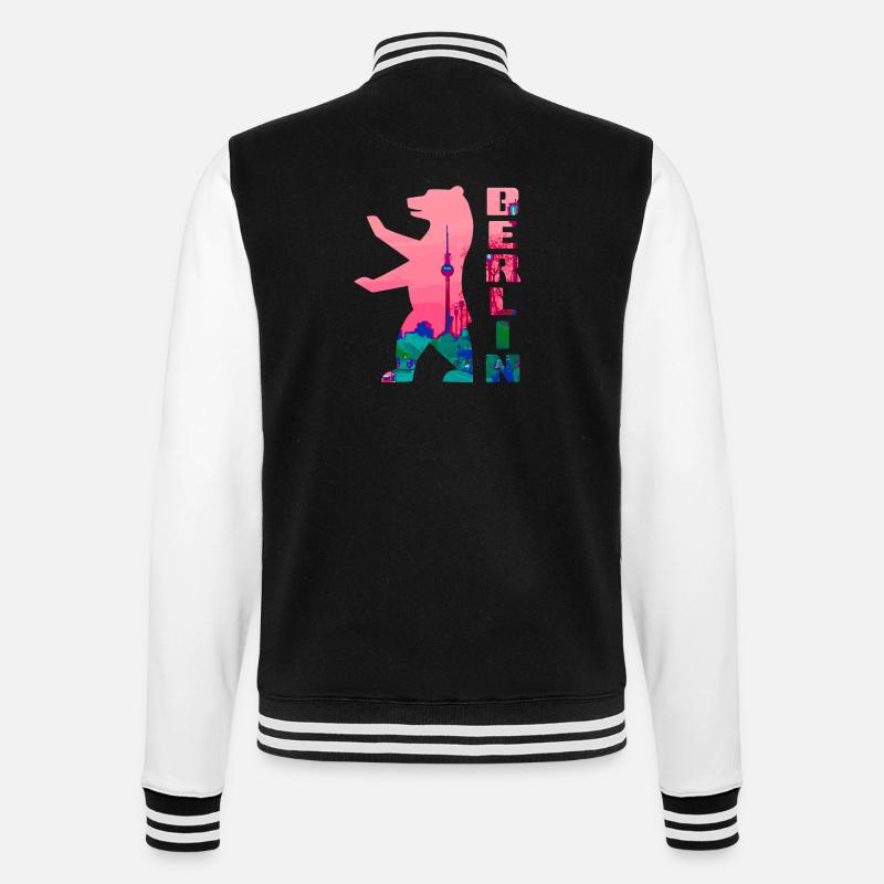 Silhouette de néon d’ours de Berlin - Veste Teddy - noir/blanc
