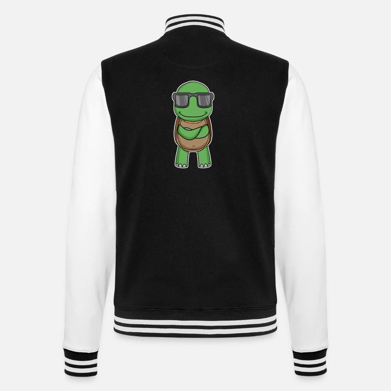 Turtle with glasses - College Sweat Jacket - black/white