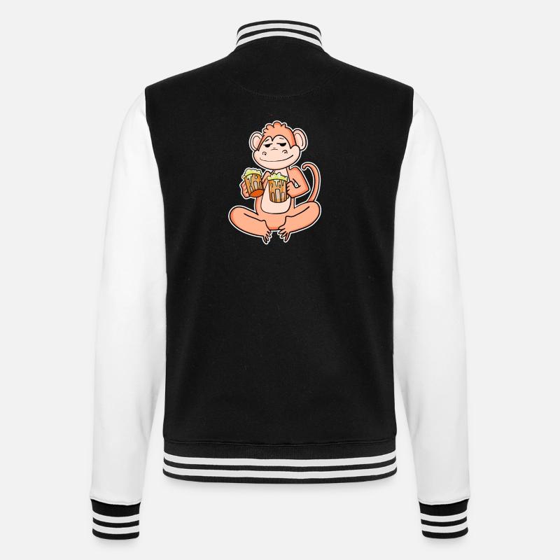Monkey with beer - College Sweat Jacket - black/white
