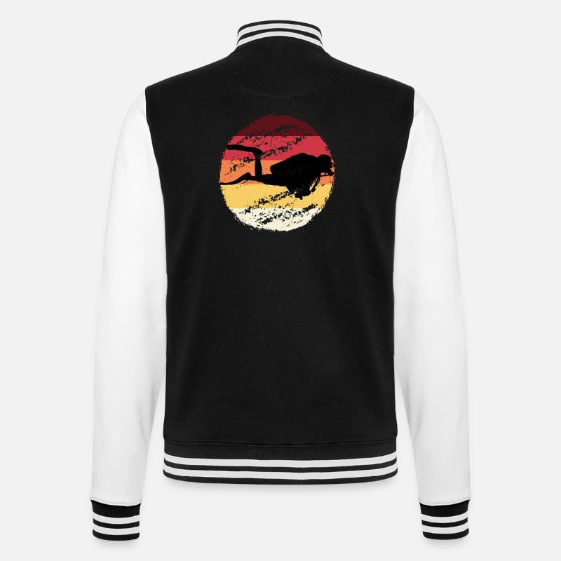 Retro Sunset Diver Silhouette - College Sweat Jacket - black/white