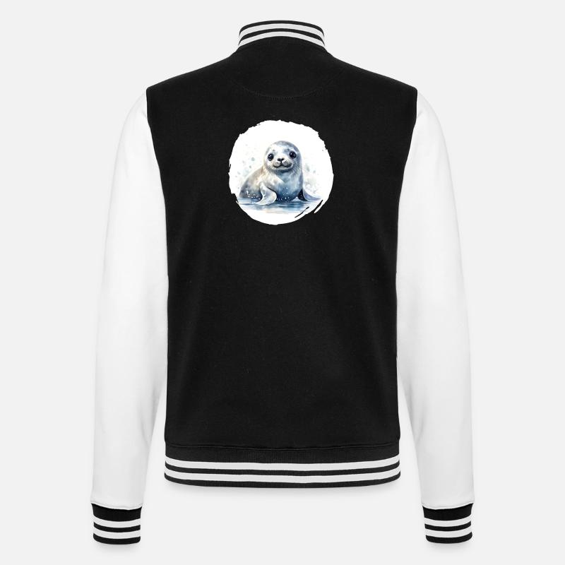 Aquarelle de sceau - Veste Teddy - noir/blanc