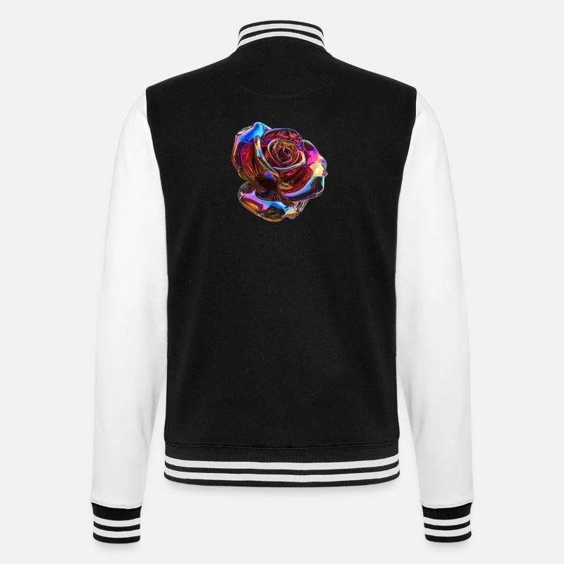 Irisierende Regenbogenrose - College-Sweatjacke - Schwarz/Weiß